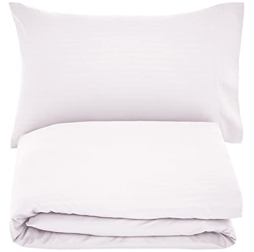 Amazon Basics - Juego de ropa de cama con funda nórdica de microfibra y 1 funda de almohada - 135 x 200 cm, blanco brillante