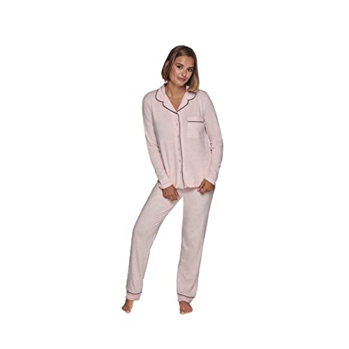MUYDEMI Pijama mujer de algodón térmico abierto delante talla hombre art. 230014 - S, rosa