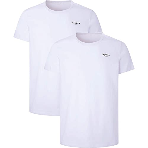 Pepe Jeans Pepe Tshirt 2p Ropa Interior, Blanco (White), L (Pack de 2) para Hombre