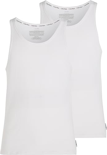 Calvin Klein Hombre Pack de 2 Camisetas de Tirantes Slim Fit, Blanco (White), S
