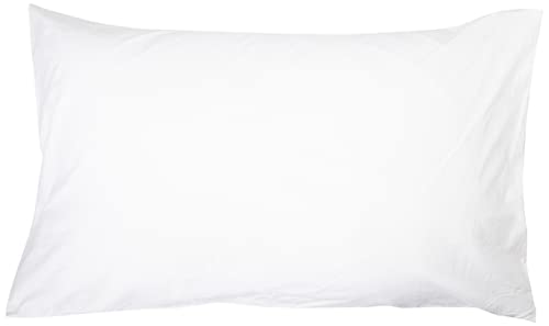Amazon Basics Funda de almohada suave con cremallera (100% algodón, 50 x 80 cm, 4 unidades) Blanco