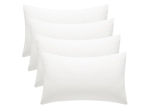 ZSYY Paquete de 4 fundas de almohada 100% algodón egipcio, 250 hilos, tamaño 50 x 75 cm, transpirable, hipoalergénico, resistente a la decoloración, bolsillo profundo (blanco)