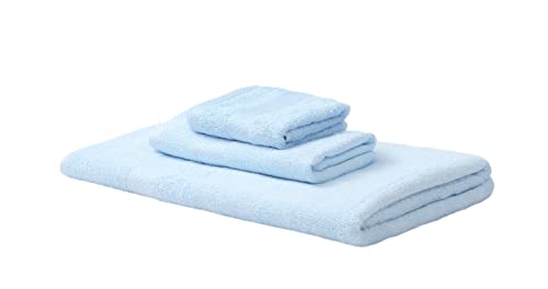 Pierre in France - Juego de toallas de baño (100% bambú, ecológicas, 1 toalla de baño de 70 x 140 cm, 1 toalla de mano de 35 x 70 cm, 1 manopla de baño de 35 x 35 cm), color azul claro