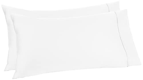 Amazon Aware - Juego de 2 fundas de almohada, 100 % algodón orgánico, 300 hilos, 50 x 80 cm, color blanco