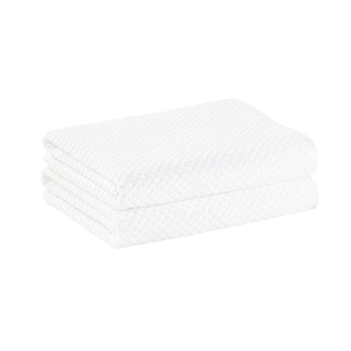 Amazon Basics - Toalla de baño resistente a olores, texturizada, 76 x 137 cm, juego de 2, blanca