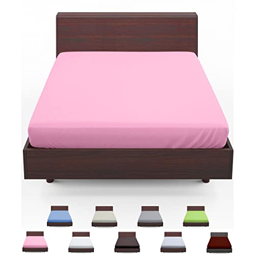 DALINA Textil - Sabanas Bajeras Ajustable Cama 135- Sábana Bajera para colchón de hasta 20cm de Alto, de Tacto Suave y Cómodo. (Rosa)