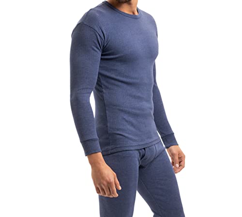 BestSale247 Camiseta interior térmica para hombre, forro polar cálido, ropa interior de invierno, manga larga, algodón, marine, XXL