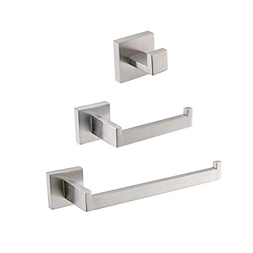 Turs de 3 Piezas Baño Accesorio Establecer Sus 304 Acero Inoxidable Inodoro Papel Titular Toalla Bar/Titular Gancho de Bata Montaje en Pared, Cepillado, Q7010BR