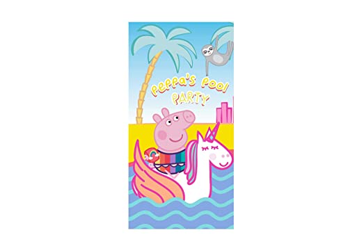 Various Toalla de Playa Infantil con Licencia Oficial Disney (Peppa Pig y Unicornio)
