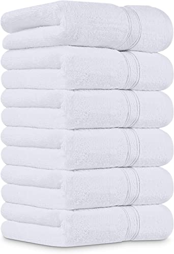Utopia Towels - Toallas de Mano Grandes de algodón multipropósito para baño, Manos, Cara, Gimnasio y SPA - Dimensiones 41 cm x 71 cm - Paquete de 6 (Blanco)