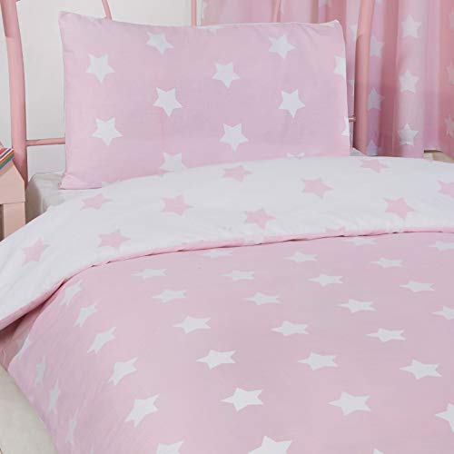 Price Right Home - Juego de funda de edredón y funda de almohada blanco y rosa, diseño de estrellas