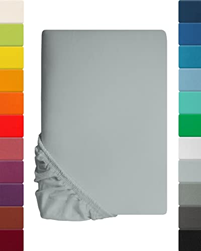 Lavea - Sábana Bajera Ajustable, Serie Maya, 90 x 200 cm, 100 x 200 cm, Color Gris Plata, 100% algodón, con Goma elástica