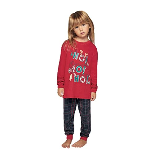 MUYDEMI 730044 - Pijama Navidad Niños HO HO HO niños Color: Rojo Talla: 8 años