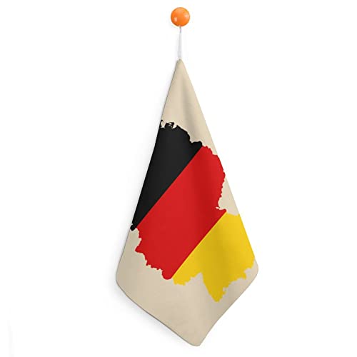 Toalla de mano con diseño de mapa de la bandera de Alemania con lazo para colgar para baño, cocina, hogar