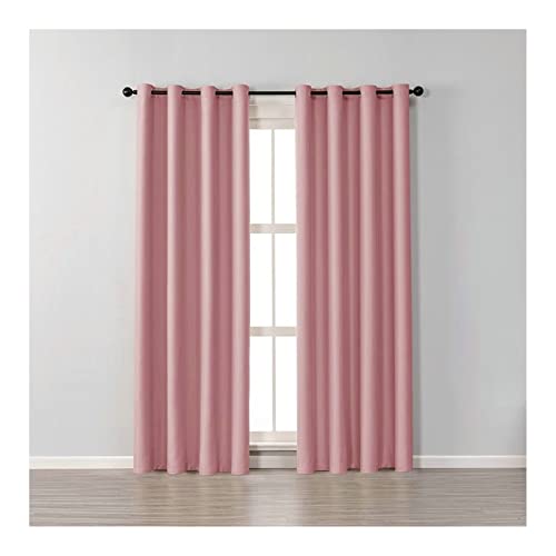 Banemi Cortinas de cama, cortinas opacas de 42 x 63 pulgadas, color rosa, algodón sólido, cortinas decorativas para sala de estar, 2 paneles, ojales