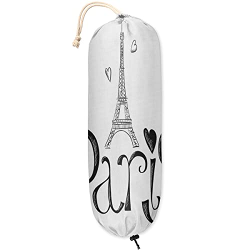TropicalLife Bolsa de plástico blanco y negro París para montaje en pared, bolsas de plástico Francia Eiffel toalla de compras dispensadores bolsa para decoración del hogar y viajes, 1 paquete