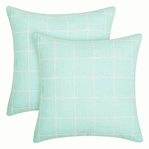 Amazon Brand - Umi Fundas para Cojin para Sofa Modernos Cubierta Color Liso 2 Piezas 40x40cm Verde Claro