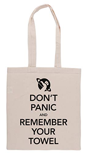 Dont Panic And Remember Your Towel Bolsa De Compras Groceries Beige Shopping Bag