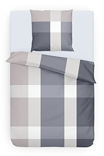 Träumschön Juego de ropa de cama de franela de 135 x 200 cm, funda nórdica de franela fina de 135 x 200 cm, juego de ropa de cama mullida de 135 x 200 cm