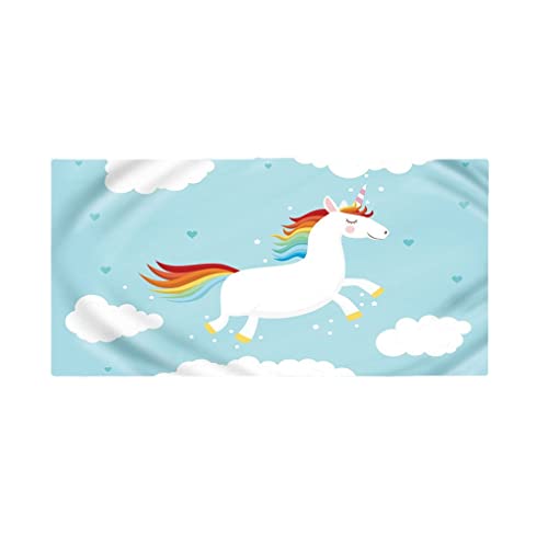 HNHDDZ Rectangular Toalla de Playa 3D Dibujos Animados Unicornio Toalla de baño Grande Rápido Secado Esterilla Playa Manta Verano Natación Toalla Deportiva (Estilo 1,150x200 cm)