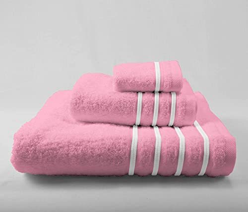 Energy Colors Textil - Hogar - Cenefa Turca - Juego de Toalla 3 Piezas 100% Algodón de 500 Gramos (Rosa Candy)