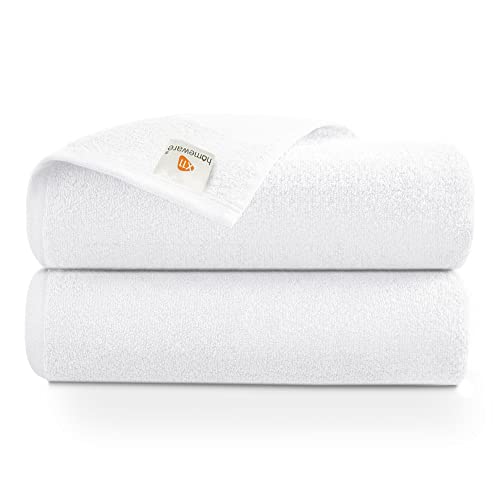 Juego de 2 toallas de baño de algodón egipcio de 600 g/m², 75 x 145 cm, calidad de hotel (blanco)