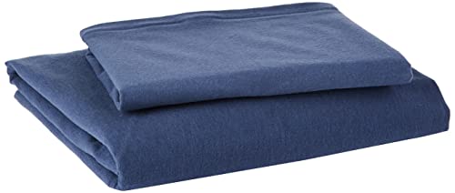 Amazon Basics - Juego de cama de franela con funda nórdica - 135 x 200 cm/50 x 80 cm x 1, Azul marino, Liso