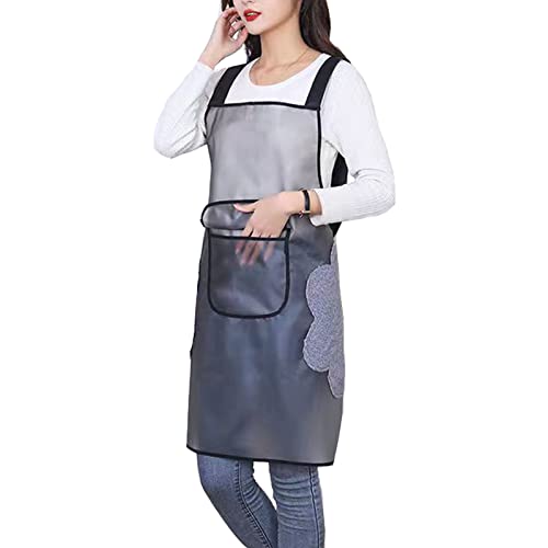 LIBAIJIAAZQH Delantal Cocina Mujer, Delantal Cocina Hombre, Impermeable Antimanchas Mandiles de Cocina Borrable de Trabajo Delantales Camarero Peluqueria Carnicero Delantar Hostelería 75 cm