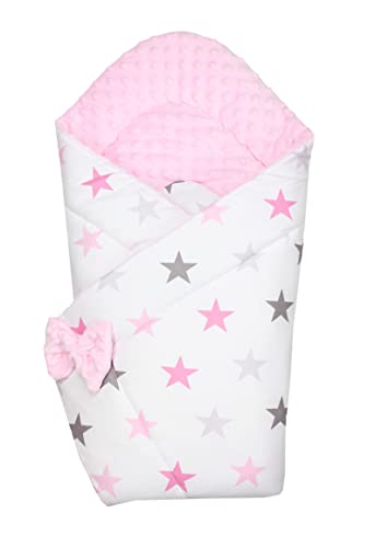 TupTam Manta Envolvente Arrullo Acolchado para Bebé, Estrellas Rosa, 75 x 75 cm