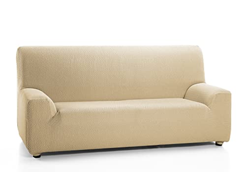 Martina Home Funda de sofá elástica Tunez, lona (50% poliéster, 45% algodón, 5% elastano), beige, 3 PLAZAS (170 a 220 cm)