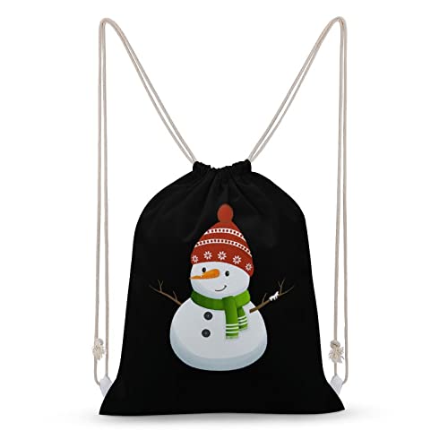 Lawenp Mochila con cordón de muñeco de nieve de Navidad, bolsa de gimnasio deportiva de lona, bolsa de cuerda duradera para hombres y mujeres