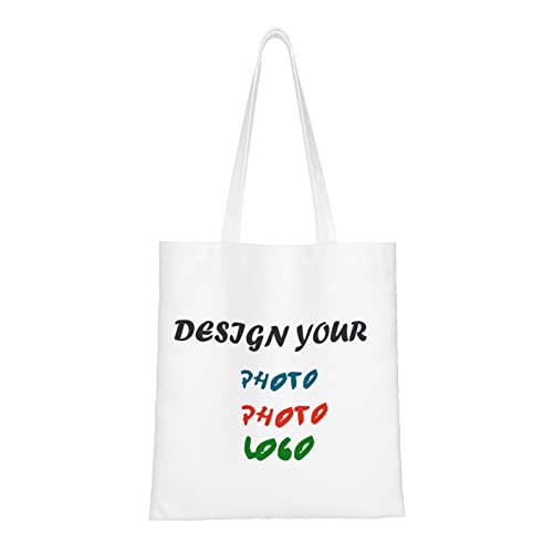 Naispanda Tote Bag Personalizada con Foto o texto Logo Bolso de mano DIY Diseño de Doble cara Bolso de hombro Personalizado Perfecto para Viajes Negocios Compras Mujeres Reutilizable