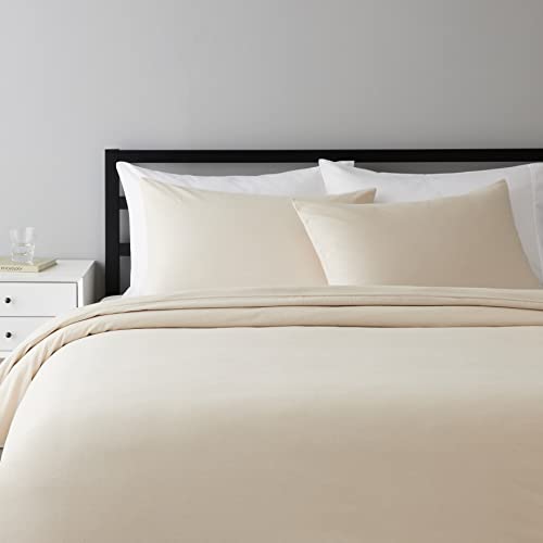 Amazon Basics - Juego de cama de franela con funda nórdica - 230 x 220 cm/50 x 80 cm x 2, Beige