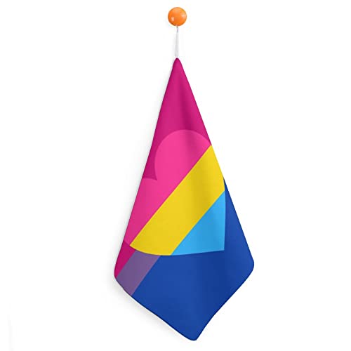 Toalla de mano con bandera de orgullo bisexual panromántica con lazo para colgar para baño, cocina, hogar