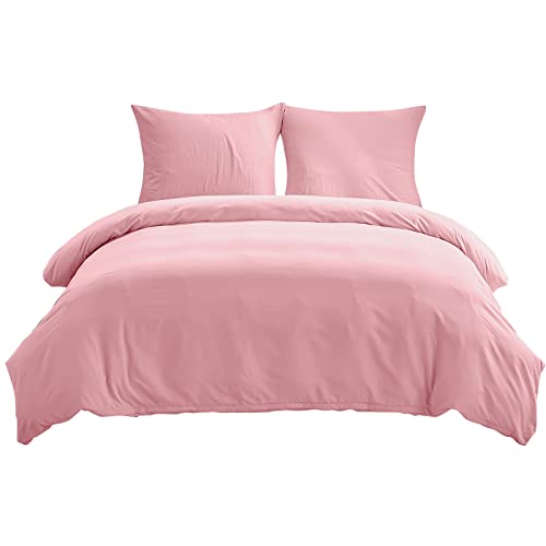 WAVVE Funda Nórdica 240x260 cm 1pc con Funda para Almohada 80x80 cm 2pcs, Juego de Funda para Edredón de Microfibra (Rosa)