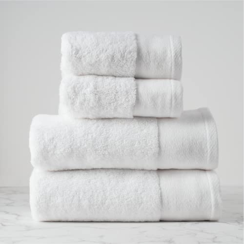 Casaviva® Juego de toallas de baño SPA 100% algodón Sublime 650 g/m², certificado Oeko-Tex®, extra suave, extra absorbente de la agricultura ecológica (blanco absoluto, juego de 2 caras + 2 invitados)