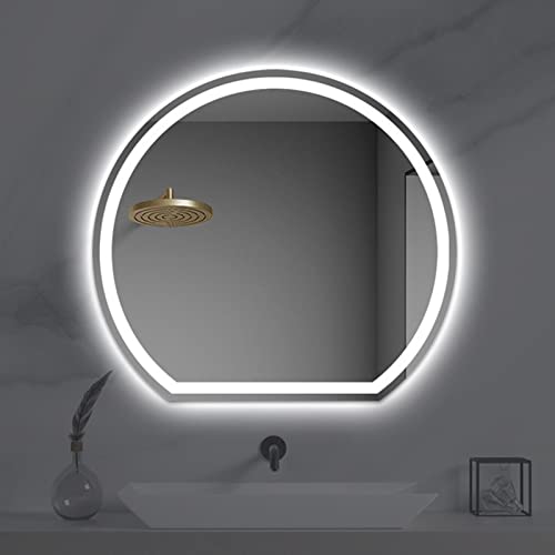 MKYOKO Espejo LED Grande para baño, Espejo de vanidad con Espejo Decorativo para baño Iluminado para Pared, Espejo de Pared de 3 Colores Infinitamente Regulable, Espejo de vanidad para ba
