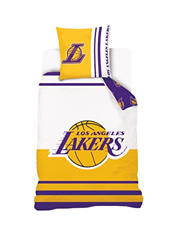 Sahinler NBA 22070233B - Funda nórdica de Los Angeles Lakers Ado (140 x 200 cm y 1 funda de almohada de 63 x 63 cm), color amarillo
