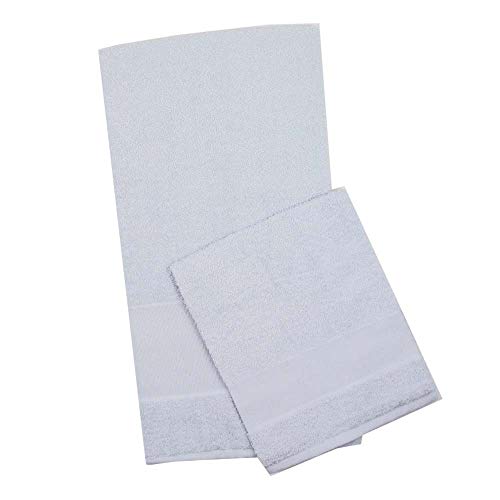 Juego de toallas de rizo bordado TU con tela Aida para bordar punto de cruz 1 + 1 cara e invitados algodón 100% Made in Italy (blanco)