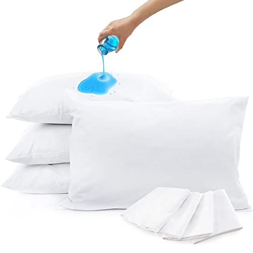 SPRINGSPIRIT Protector de almohada de 4 unidades, tamaño King de 50 x 90 cm, 100% impermeable para dormir, fundas de almohada transpirables con cierre, color blanco