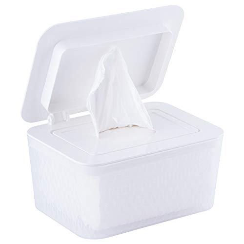 Caja de almacenamiento para toallitas húmedas, caja de pañuelos húmedos, caja de plástico para bebé, toallas, caja de toallitas húmedas para bebé (blanco)