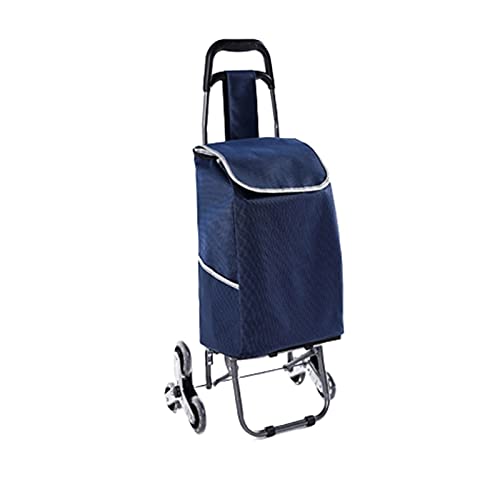 Carrito de compras plegable con marco de aleación de aluminio, carrito de escaleras de escalada azul para compras, oficina, carrito de compras de viaje (color: azul) (Color: azul)