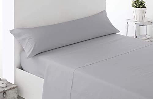 DESING Comfort-Textil-Blanca: Sabanas de Verano Juego de 3 Piezas, Extra Suave Lisas y Bicolor. (90 X 190/200CM, Gris-Lisa)