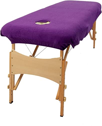 aztex Funda protectora para mesa de masaje, adecuada para salones, spas y terapeutas, con o sin orificio facial, púrpura - con orificio facial