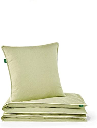 Bibu Reciclado y 50% algodón orgánico, Verde, Funda nórdica 90 x 120 cm/Funda Almohada 45 x 45 cm