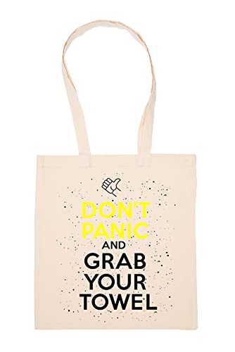 GUNMANTOR Don't Panic And Grab Your Towel Bolsa De Compras Beige Durable Reutilizable Eco Friendly Reusable Shopping Bag