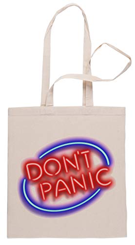 Hitchhikers Guide - Dont Panic Neon Sign Bolsa De Compras Shopping Bag Beige