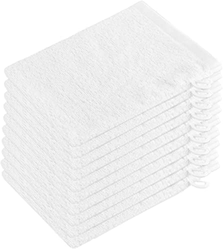 ZOLLNER 10 Manoplas de baño de Rizo algodón 100%, 16x21 cm, Blancas