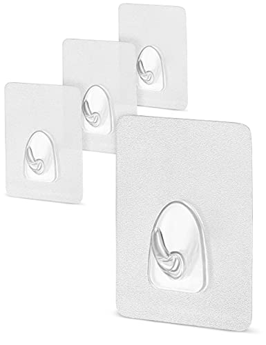 Homerella Ganchos autoadhesivos y reutilizables, ganchos adhesivos transparentes sin acrílico, 6 x 8 cm, ganchos de pared para pegar hasta 3 kg, ganchos para toallas sin taladrar, ganchos mágicos