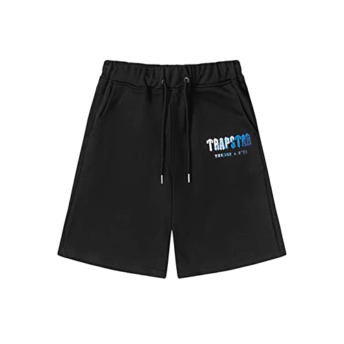 BIXPAK Pantalones Cortos de Camiseta Trapstar con Bordado de Toalla de Verano para Hombre (Color : Black B Short pants, Tamaño : S)
